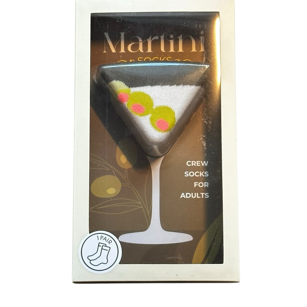 NWT Martini Crew Socks with Olive Design